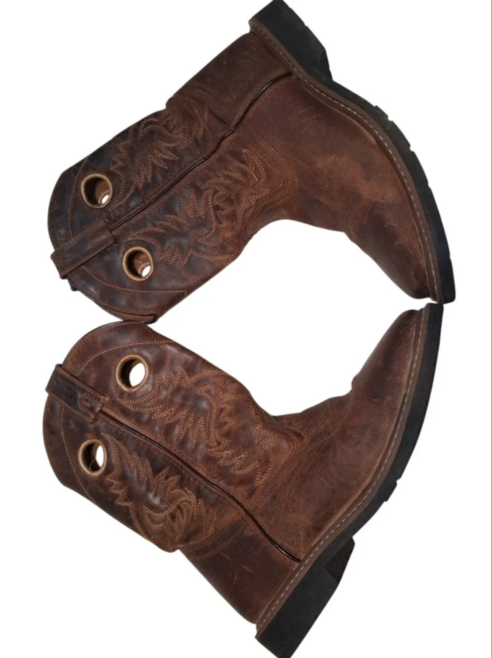 Dan Post Square Toe Western Boots Brown Leather Country Distressed Youth Size 4D